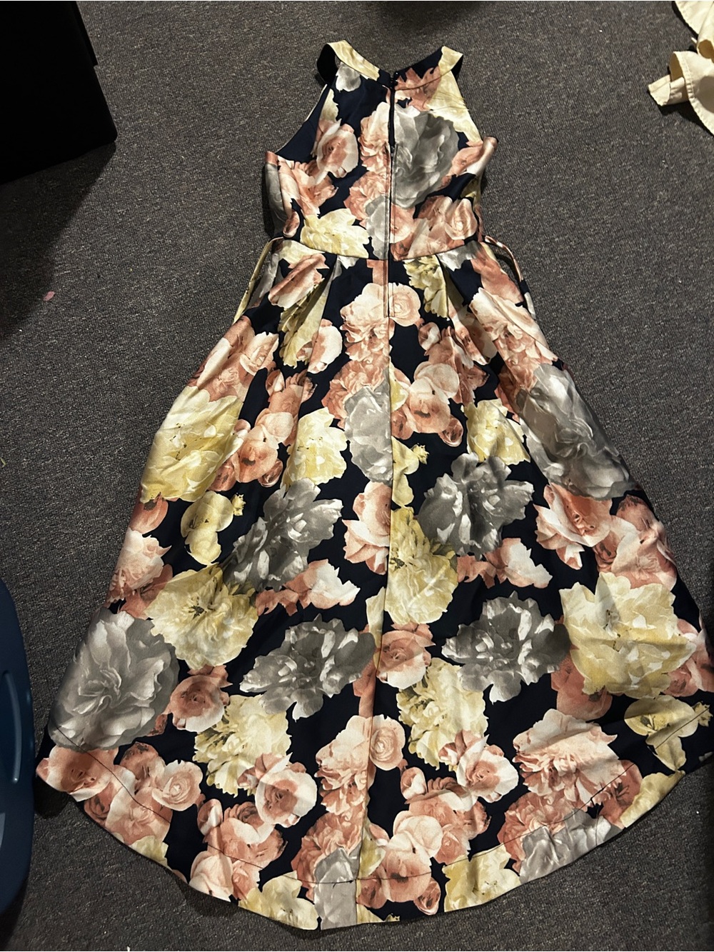 Speechless Kids floral High-Low Halter Dress - Navy with Blush & Cream Floral - Picture 5 of 7